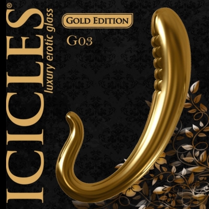 美國進口PIPEDREAM．ICICLES冰晶玻璃奢華金系列-前列腺內側凸點按摩棒-G03