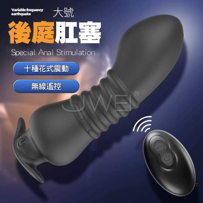 Prostate massager．10段變頻外出型遙控震動後庭肛塞-大號