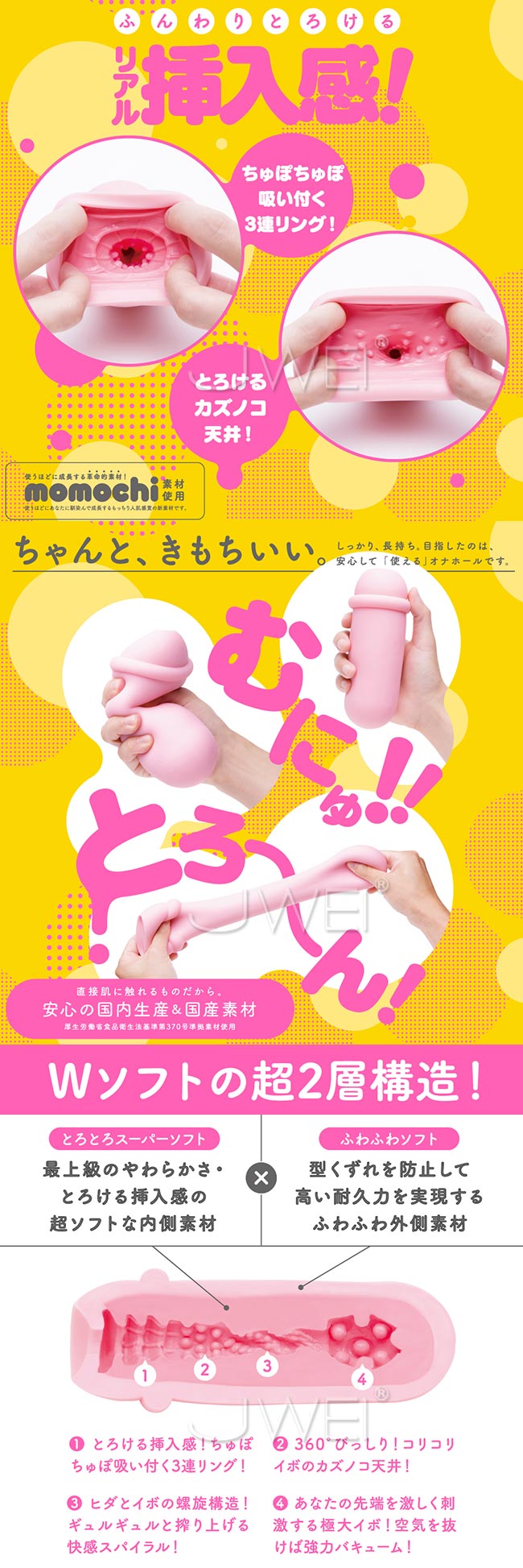 日本原裝進口EXE．Ju-C Super Soft 3段吸吮雙層螺旋構造自慰套 (破盤出清商品)