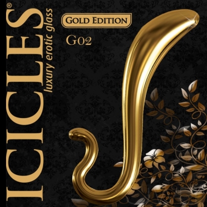 美國進口PIPEDREAM．ICICLES冰晶玻璃奢華金系列-前列腺G點按摩棒-G02