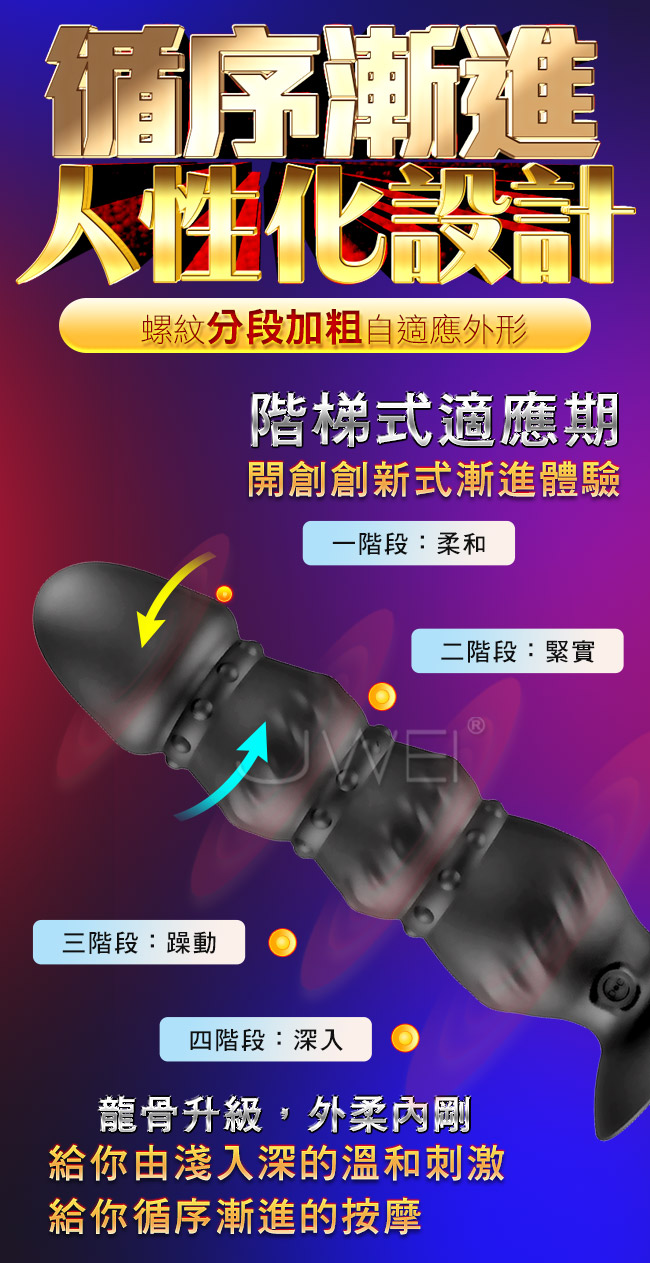 Prostate massager．10段變頻吸盤式震動後庭肛塞-中號