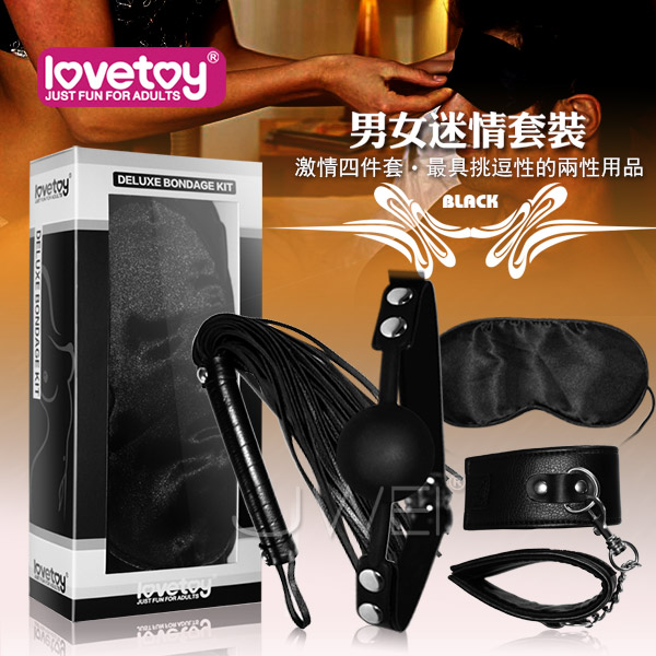 Lovetoy．黑色天使套裝8-SM超值禮盒組(口塞+皮鞭+眼罩+手銬)