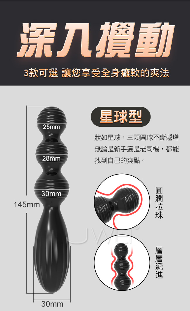 後庭歡樂棒．螺纹型隨意彎曲後庭拉珠棒