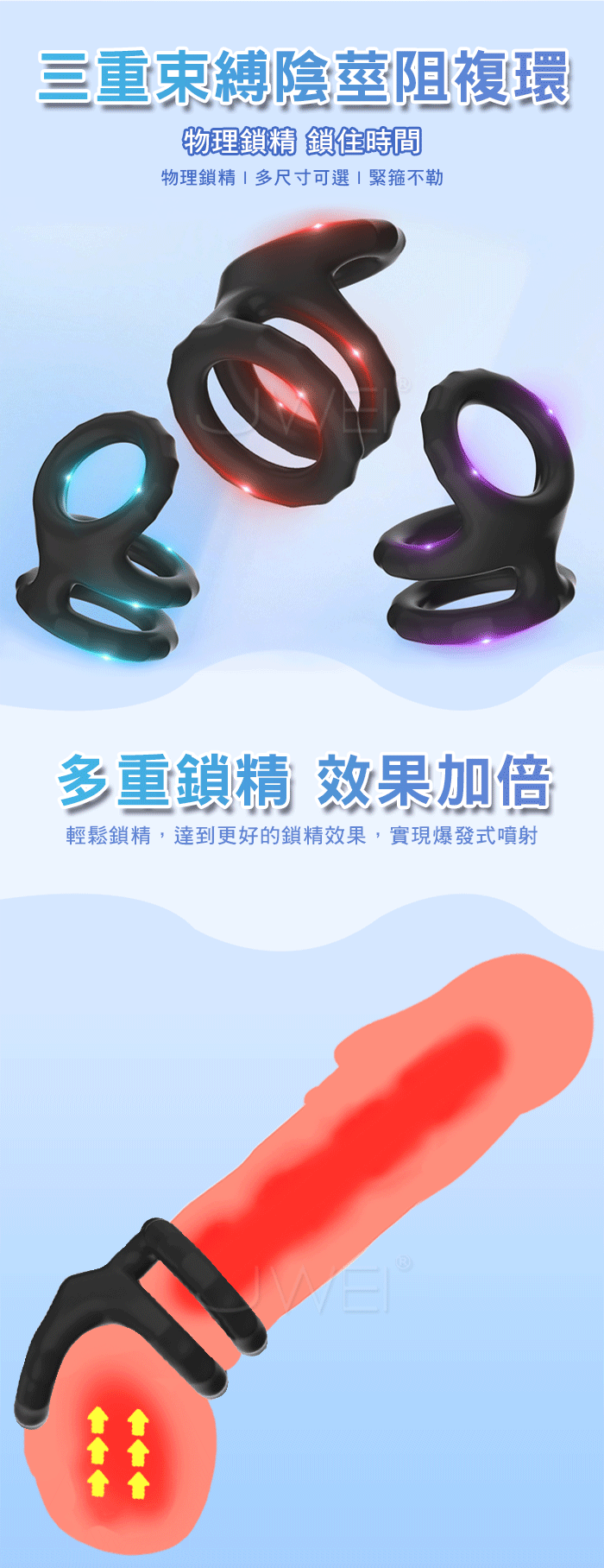 SEXLOVE．三重束縛陰莖阻複環- 小 (內徑3cm)